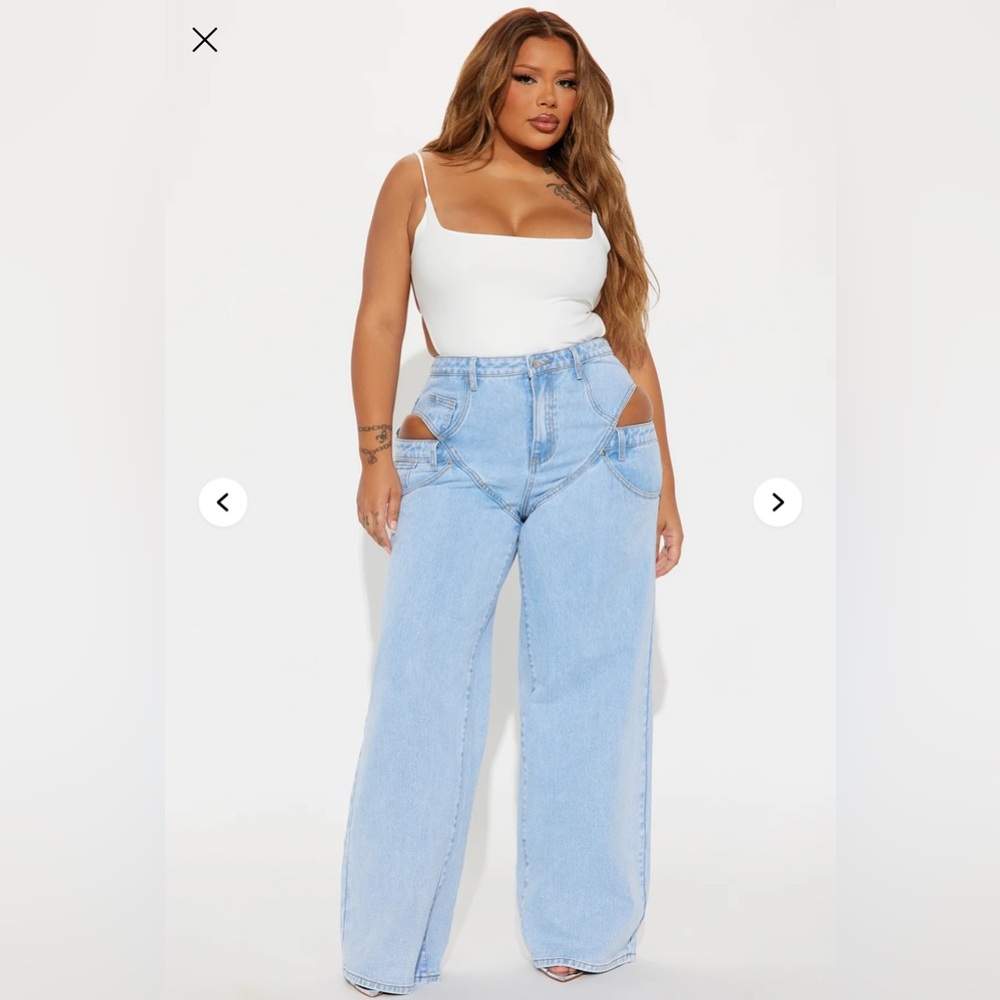 Fashion Nova Blue Cut Out Flare Jeans
